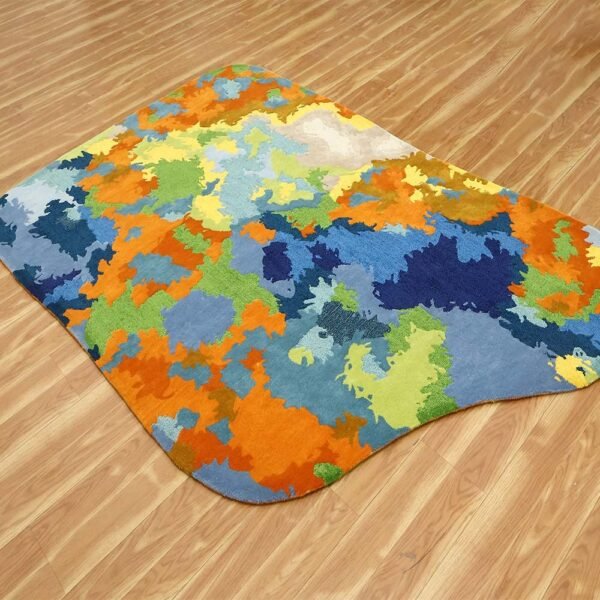 Hand Tufted Multicolor Wool Silk Area Rug - Image 4
