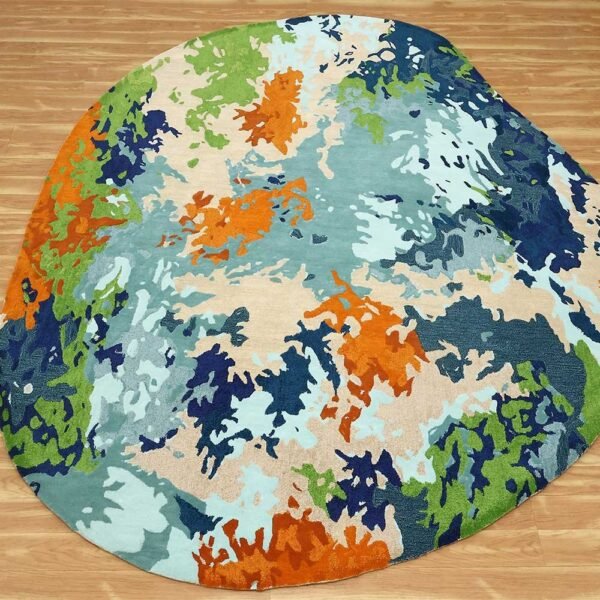 Hand Tufted Abstract Multicolor Wool Viscose Rug - Image 3