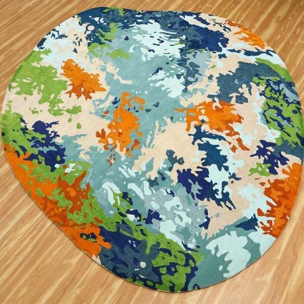 Hand Tufted Abstract Multicolor Wool Viscose Rug - Image 4