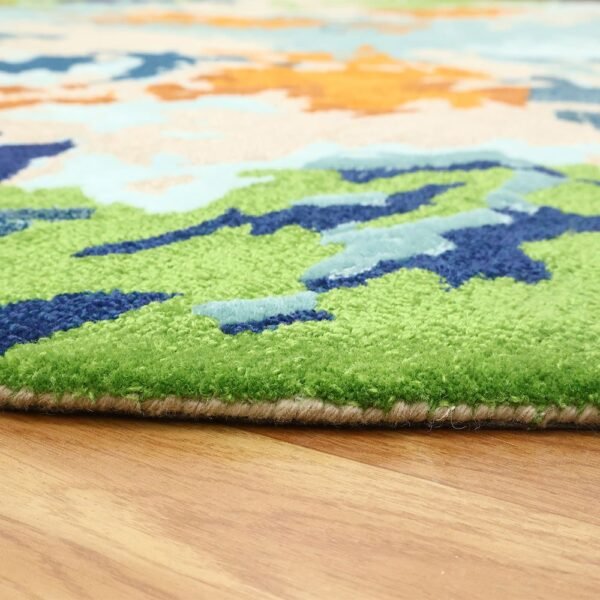 Hand Tufted Abstract Multicolor Wool Viscose Rug - Image 7