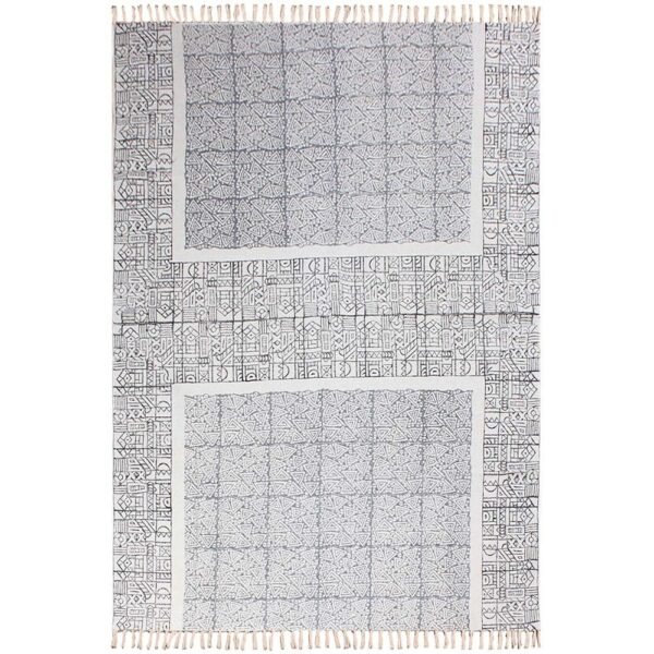 Black Printed Cotton Handmade Rugs