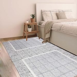 Black Printed Cotton Handmade Rugs