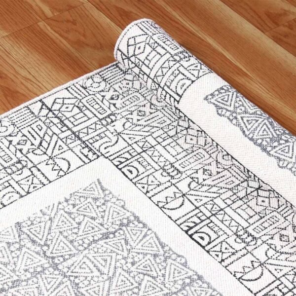 Black Printed Cotton Handmade Rugs - Image 5