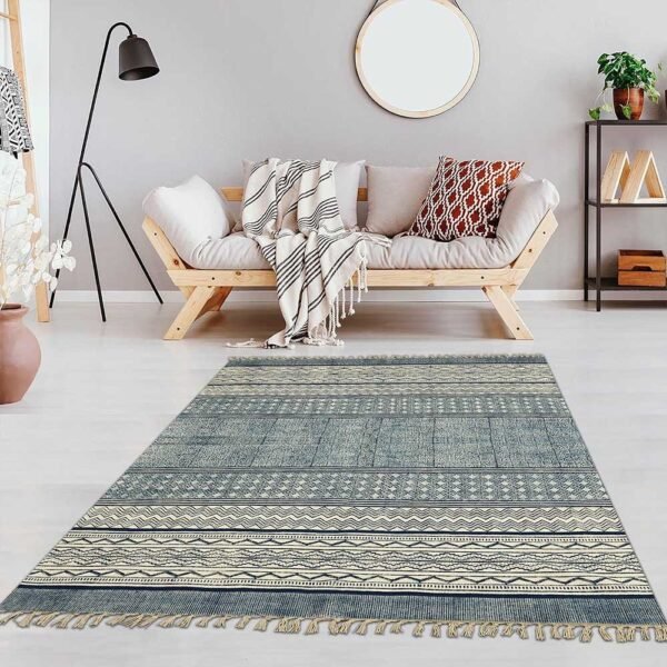 Handmade Large Geometric Hallway Area Rug - Image 2