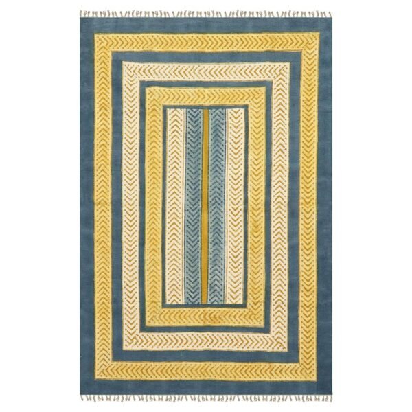 Yellow Cotton Printed Hallway Area 4x6 Rug