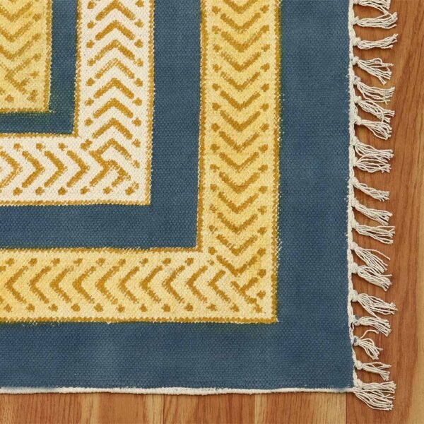 Yellow Cotton Printed Hallway Area 4x6 Rug - Image 4
