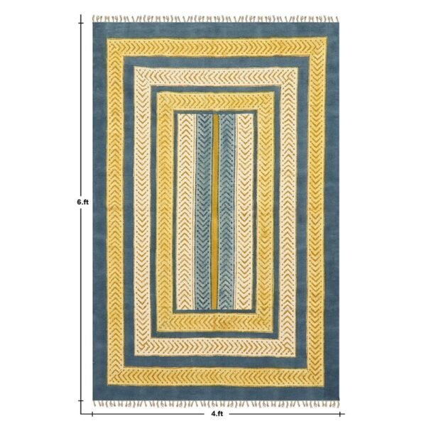Yellow Cotton Printed Hallway Area 4x6 Rug - Image 7