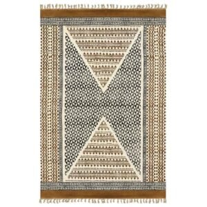 Brown Geometric Cotton Traditional Area Rugs