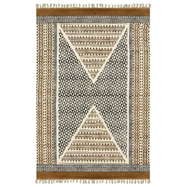 Brown Geometric Cotton Traditional Area Rugs