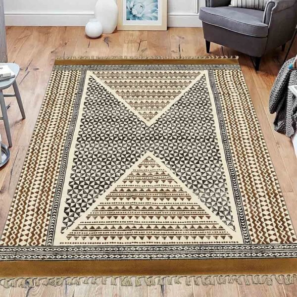 Brown Geometric Cotton Traditional Area Rugs - Image 2