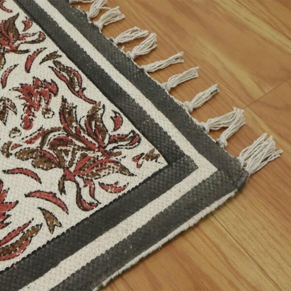 Handmade Yellow Oriental Floral Cotton Rug - Image 8