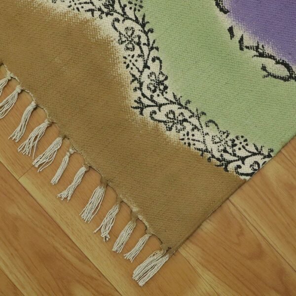 Purple Hand Block Printed Cotton Rug - Image 7