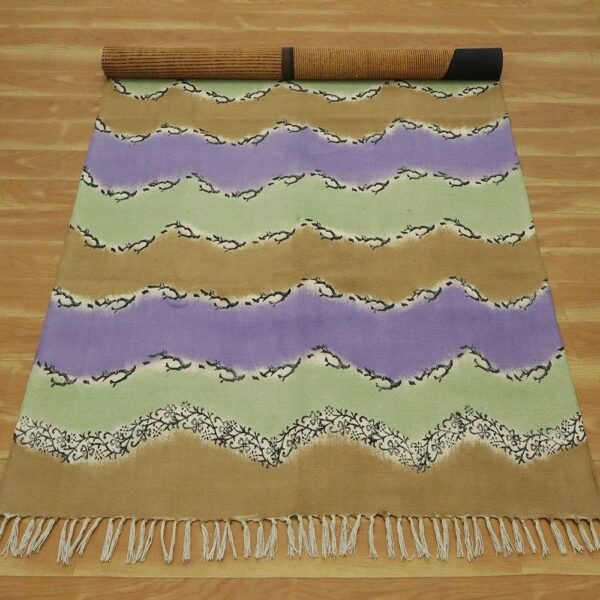 Purple Hand Block Printed Cotton Rug - Image 8