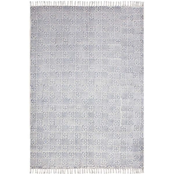 Blue Block Printed Cotton Handmade Rugs