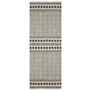 Hand Block Printed Brown Cotton Area Rug