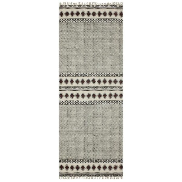 Hand Block Printed Brown Cotton Area Rug