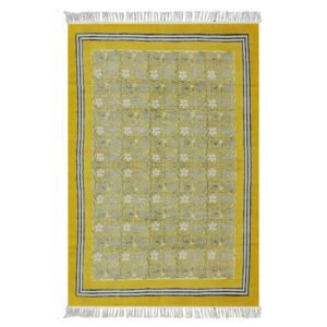 Handmade Block Printed Cotton Floral Rug