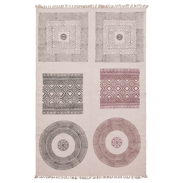 Handmade Geometric Printed Cotton Rug