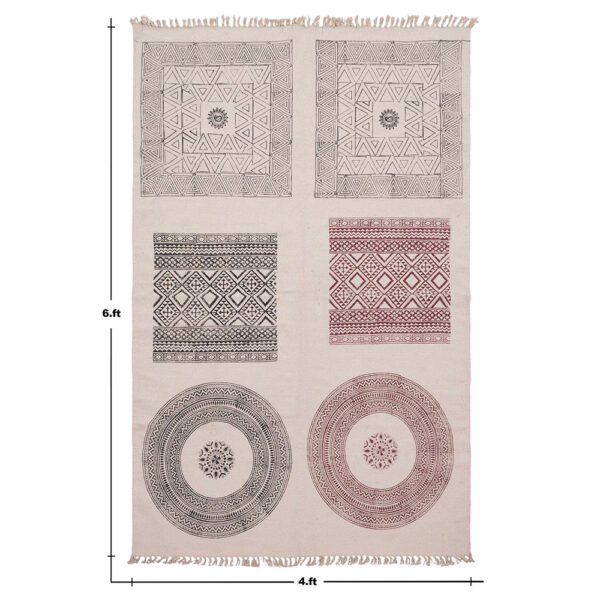 Handmade Geometric Printed Cotton Rug - Image 7