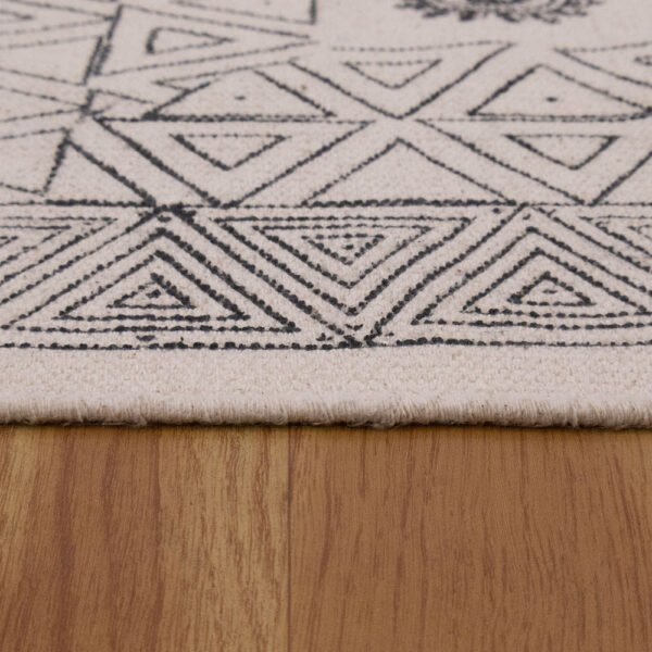 Handmade Geometric Printed Cotton Rug - Image 4