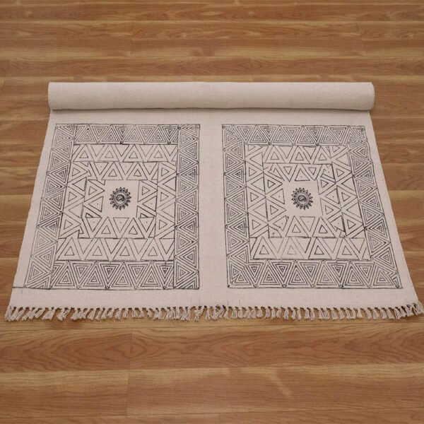 Handmade Geometric Printed Cotton Rug - Image 3