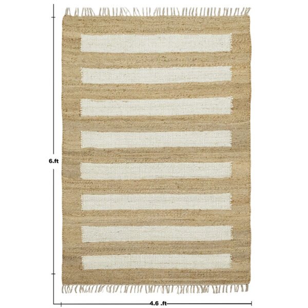 Striped White Hand Woven Jute Rug - Image 5