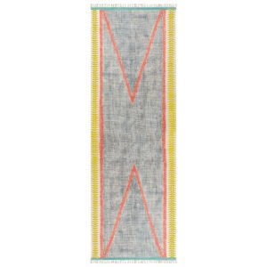 Hand Block Printed Geometric Yellow Cotton Rug
