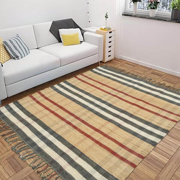 Black Kilim Hand Woven Wool Jute Rug - Image 2