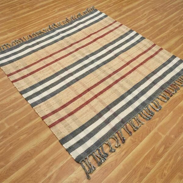 Black Kilim Hand Woven Wool Jute Rug - Image 4