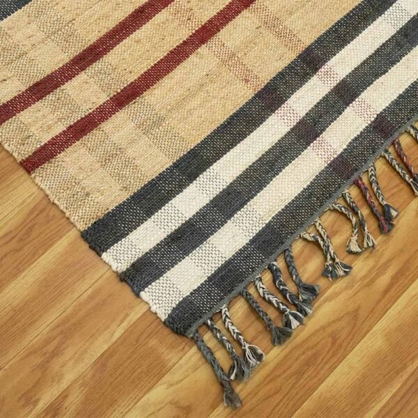 Black Kilim Hand Woven Wool Jute Rug - Image 5