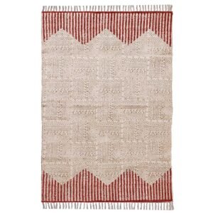 Red Handmade Striped Cotton Area Rug