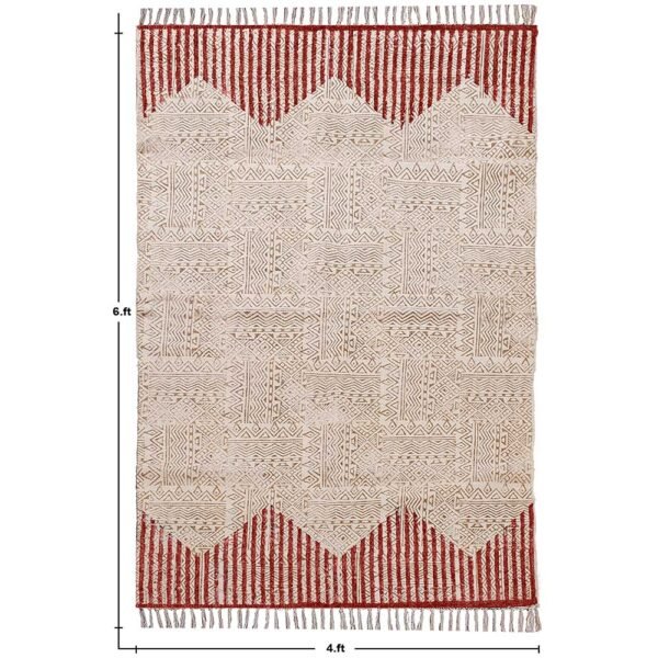 Red Handmade Striped Cotton Area Rug - Image 6