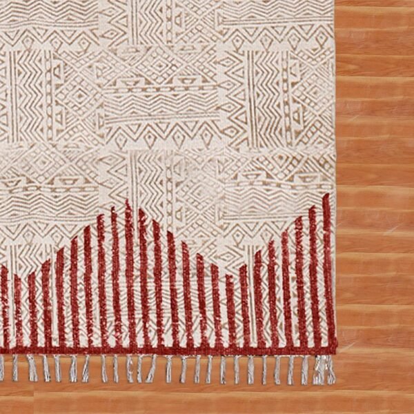 Red Handmade Striped Cotton Area Rug - Image 3