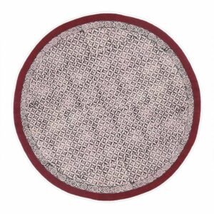 Maroon Geometric Handmade Cotton Round Rug