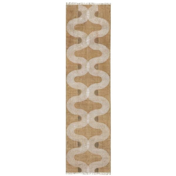 Hand Block Printed Runner Rug with Brown Color