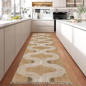 Hand Block Printed Runner Rug with Brown Color