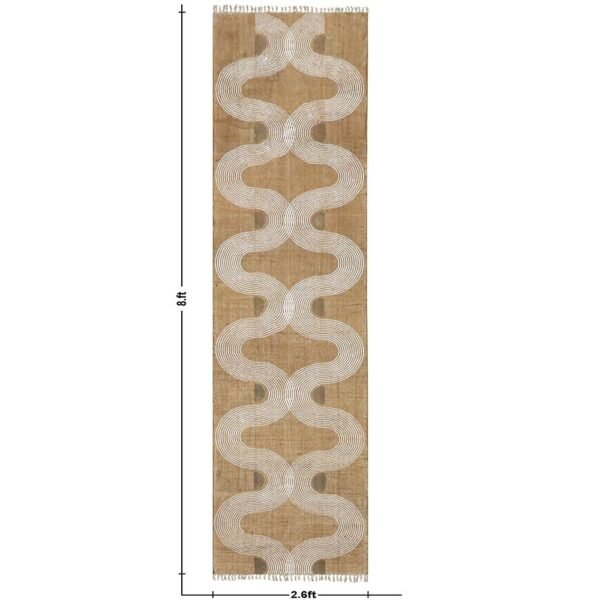 Hand Block Printed Runner Rug with Brown Color - Image 3