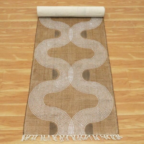 Hand Block Printed Runner Rug with Brown Color - Image 7