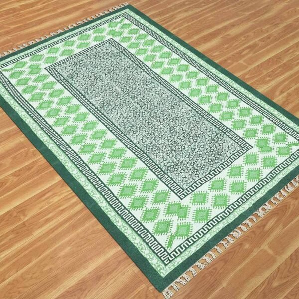 Indian Cotton Handmade Green Rug - Image 4