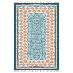 Indian Cotton Hand Block Printed Rug