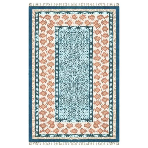 Indian Cotton Hand Block Printed Rug