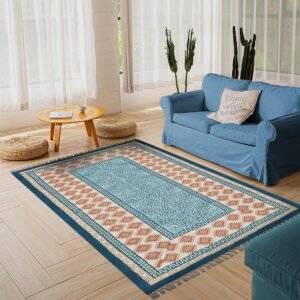 Indian Cotton Hand Block Printed Rug