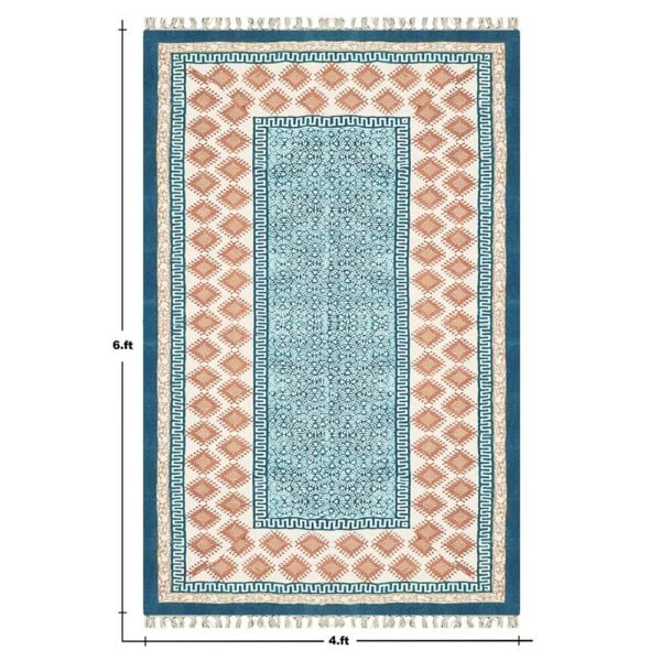 Indian Cotton Hand Block Printed Rug - Image 6