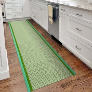 Green Hand Block Printed Runner Cotton Rug