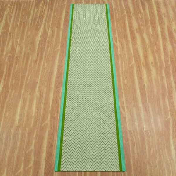 Green Hand Block Printed Runner Cotton Rug - Image 3
