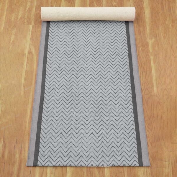 Runner Handmade Rug Cotton Gray Dhurrie - Image 5