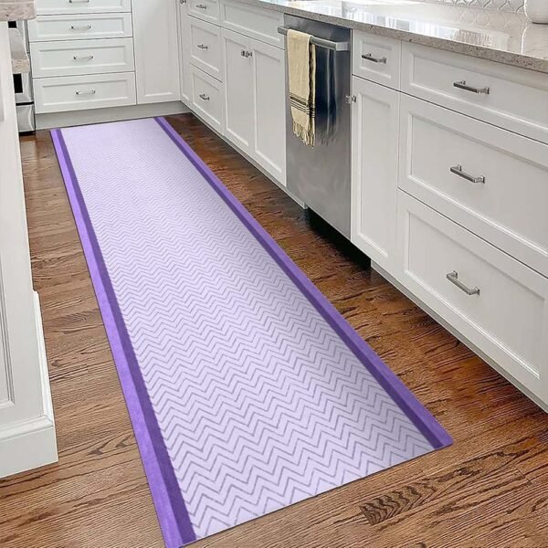Hand Block Printed Cotton Purple Runner Rug - Image 2