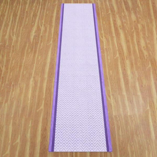 Hand Block Printed Cotton Purple Runner Rug - Image 3
