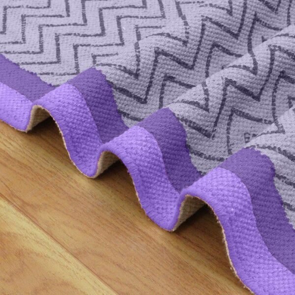 Hand Block Printed Cotton Purple Runner Rug - Image 4