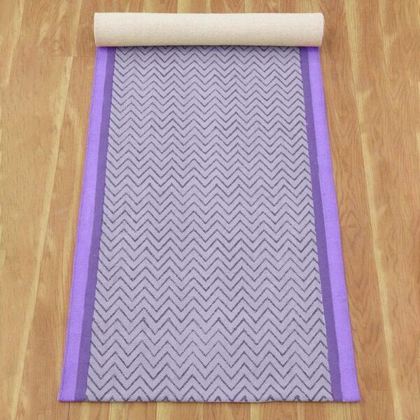 Hand Block Printed Cotton Purple Runner Rug - Image 5